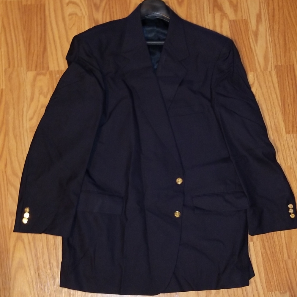 Black suit jacket with gold buttons